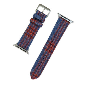 Mid Blue and Cherry Red Gradient Check Apple Watch Band