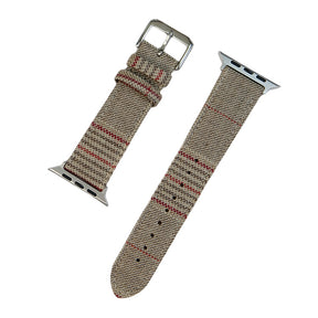 Beige and Red Striped Apple Watch Band