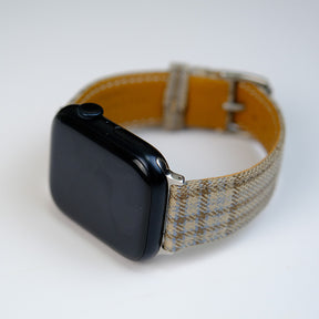 Tan Tonal Check with Slate Blue Deco Apple Watch Band