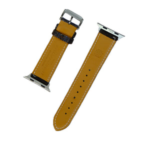 Dark Brown and Blue Diffused Boucle Windowpane Apple Watch Band