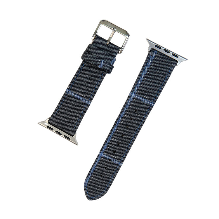 Mid Grey Hairline with Ice Blue Guarded Windowpane Apple Watch Band