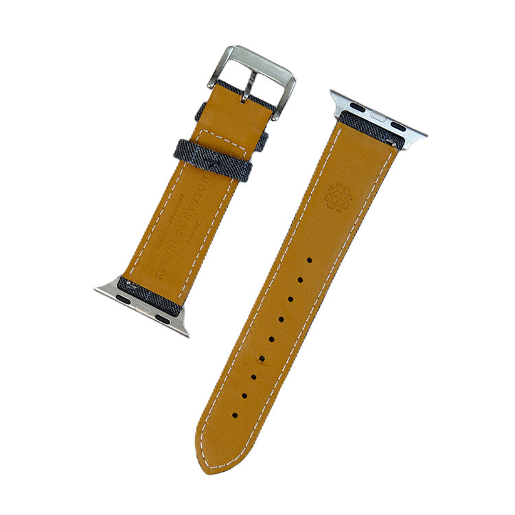 Mid Grey and Blue Double Windowpane Apple Watch Band