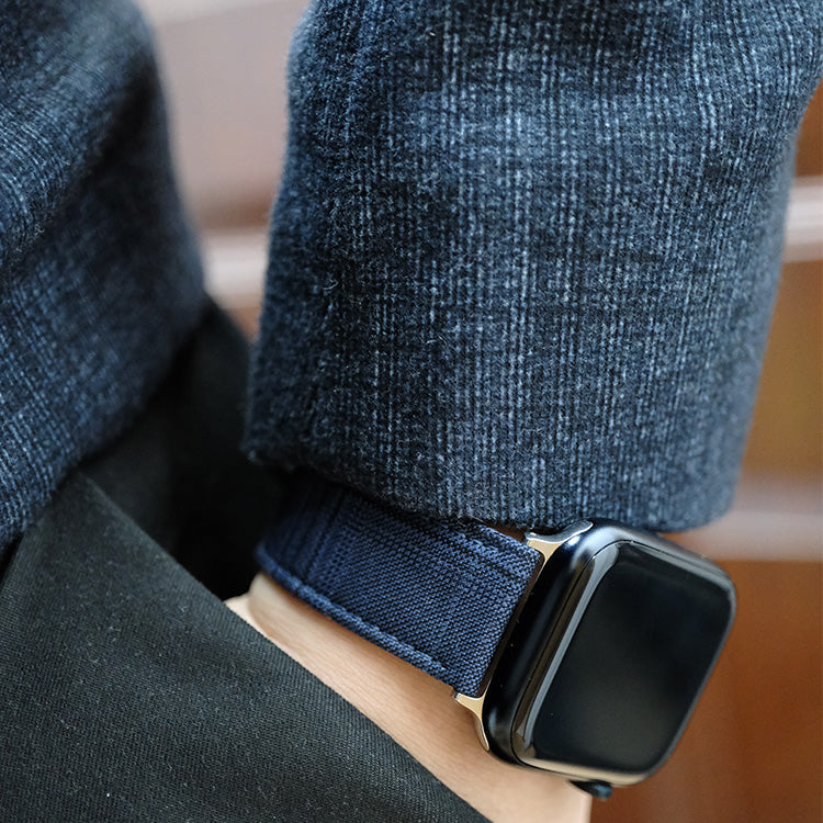 Navy Hairline Plaid Fancy Apple Watch Band