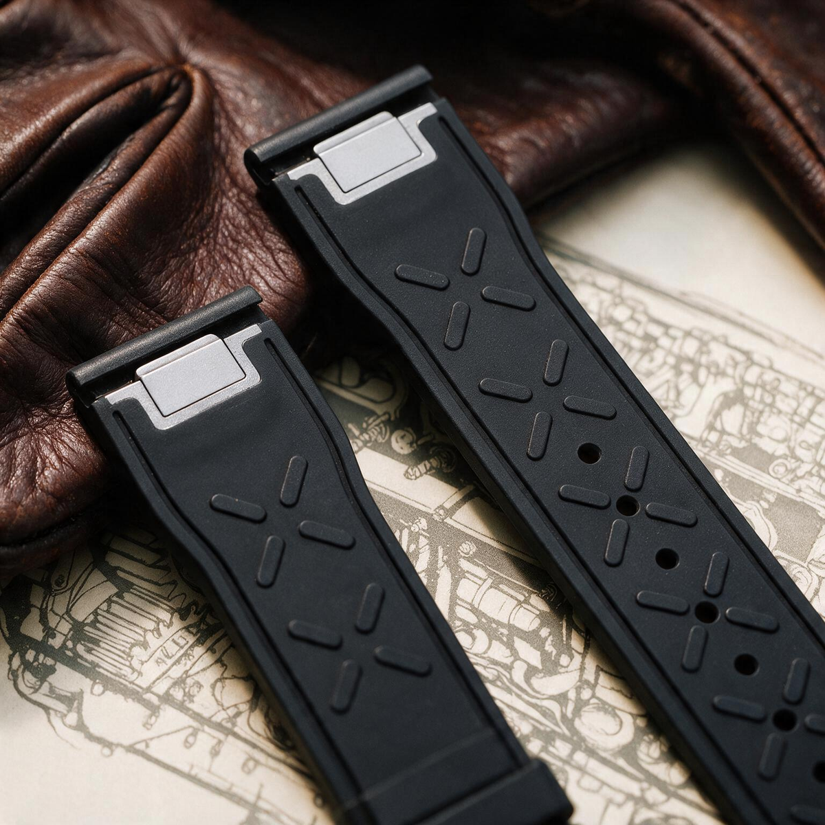 【IWC Pilot】Soft-Touch Premium Rubber Black Strap