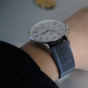 Mid Grey Hairline With Ice Blue Guarded Windowpane Watch Band