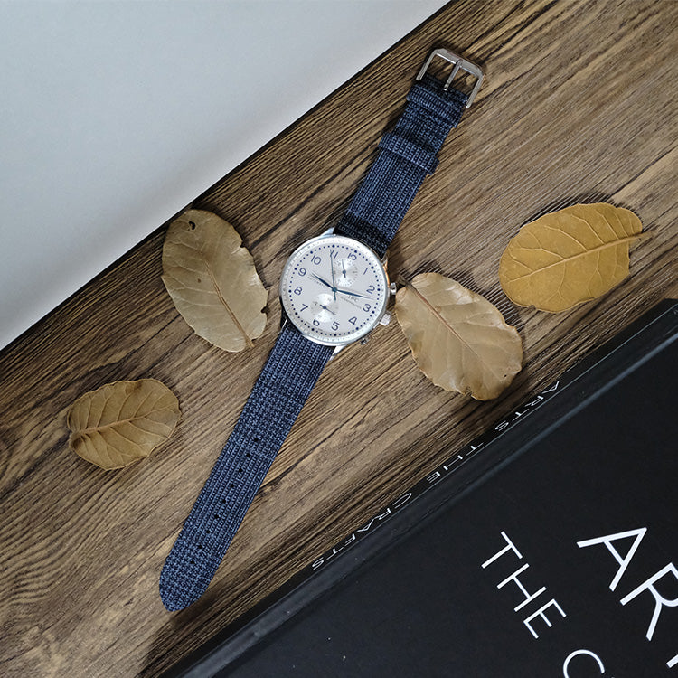 Navy Textured Weave Watch Band