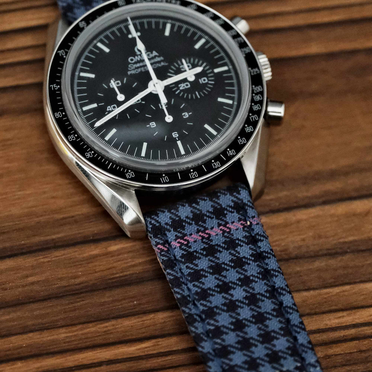 Navy English Suits Windowpane Watch Strap