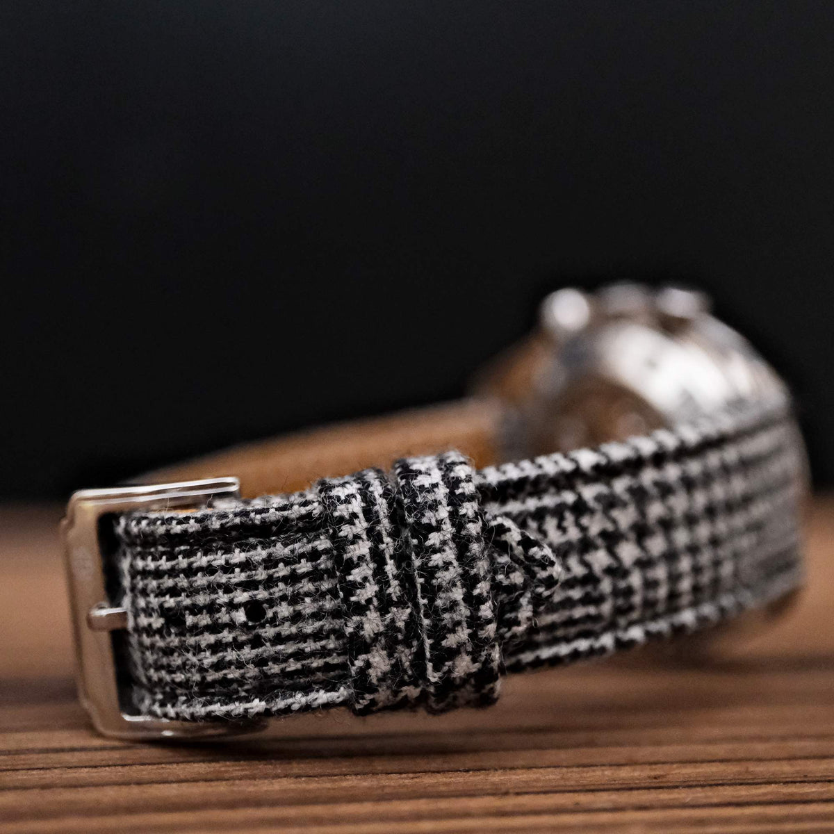 Black and White Prince Plaid Watch Strap
