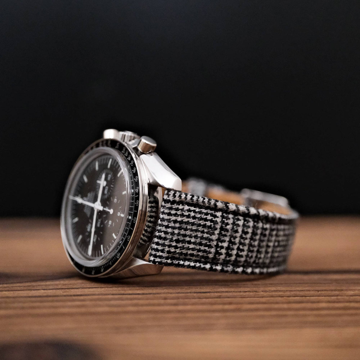 Black and White Prince Plaid Watch Strap
