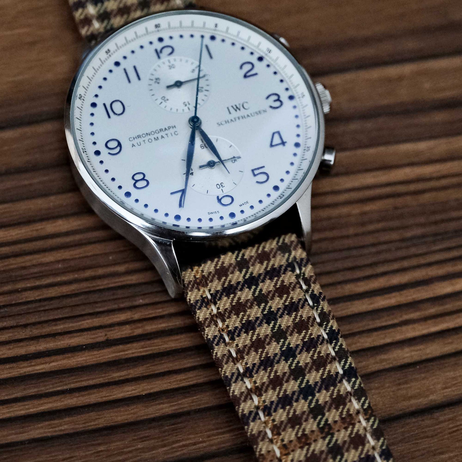 Khaki Windowpane Wool Strap