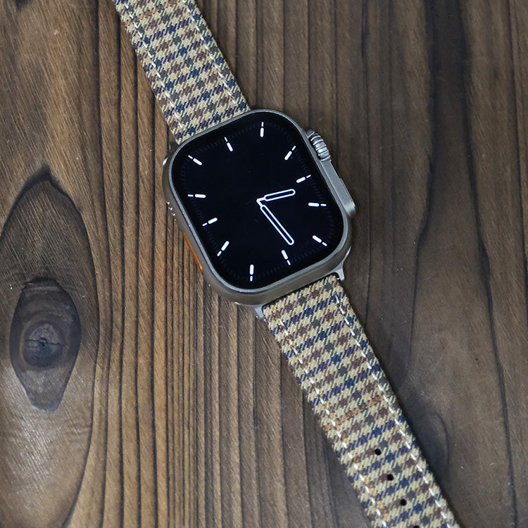 Khaki Windowpane Wool Apple Strap