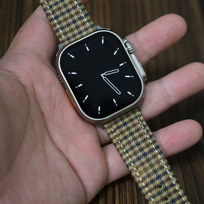 Khaki Windowpane Wool Apple Strap