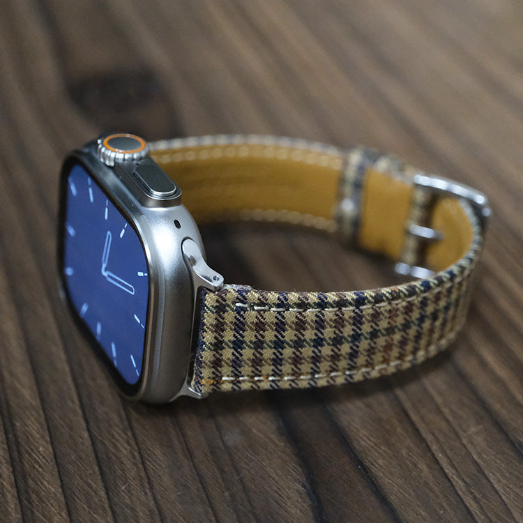 Khaki Windowpane Wool Apple Strap