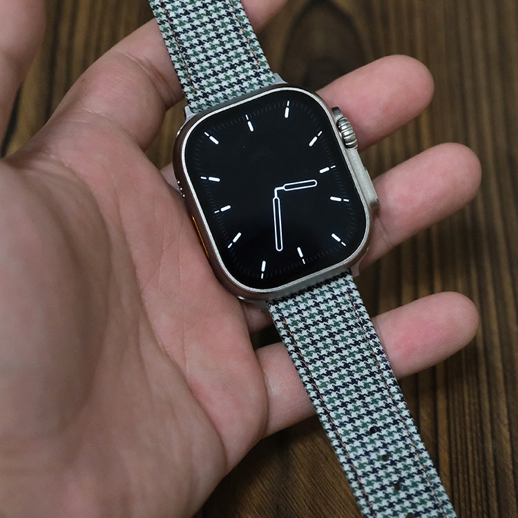 Olive Country Tweed Houndstooth Apple Strap