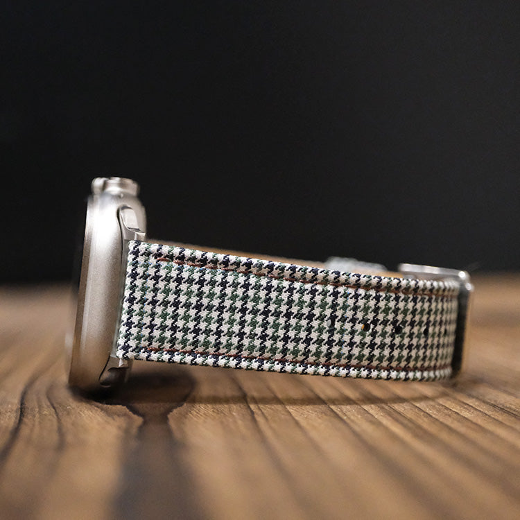 Olive Country Tweed Houndstooth Apple Strap
