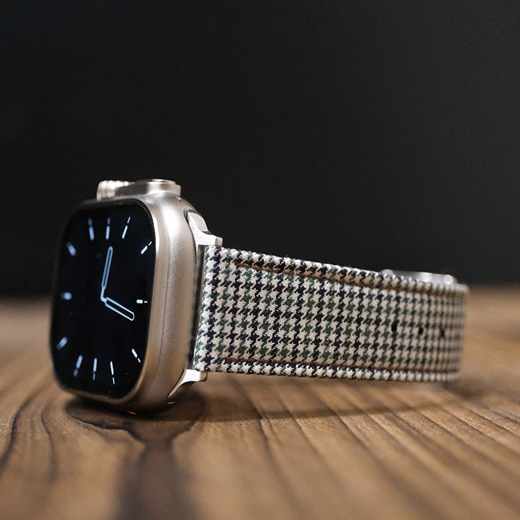Olive Country Tweed Houndstooth Apple Strap
