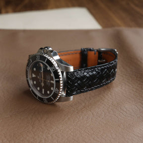 Treccia Black Italian Calfskin Strap