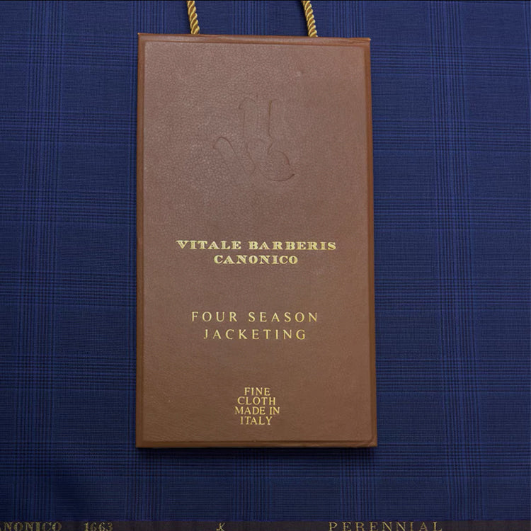 (Bespoke) Navy Prince of Wales wool fabric - VITALE BARBERIS CANONICO