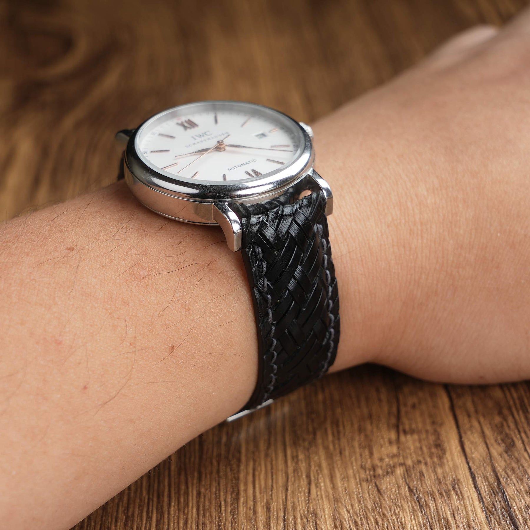 Treccia Black Italian Calfskin Strap