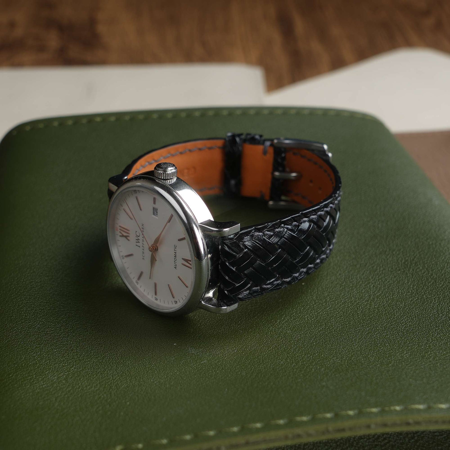 Treccia Black Italian Calfskin Strap