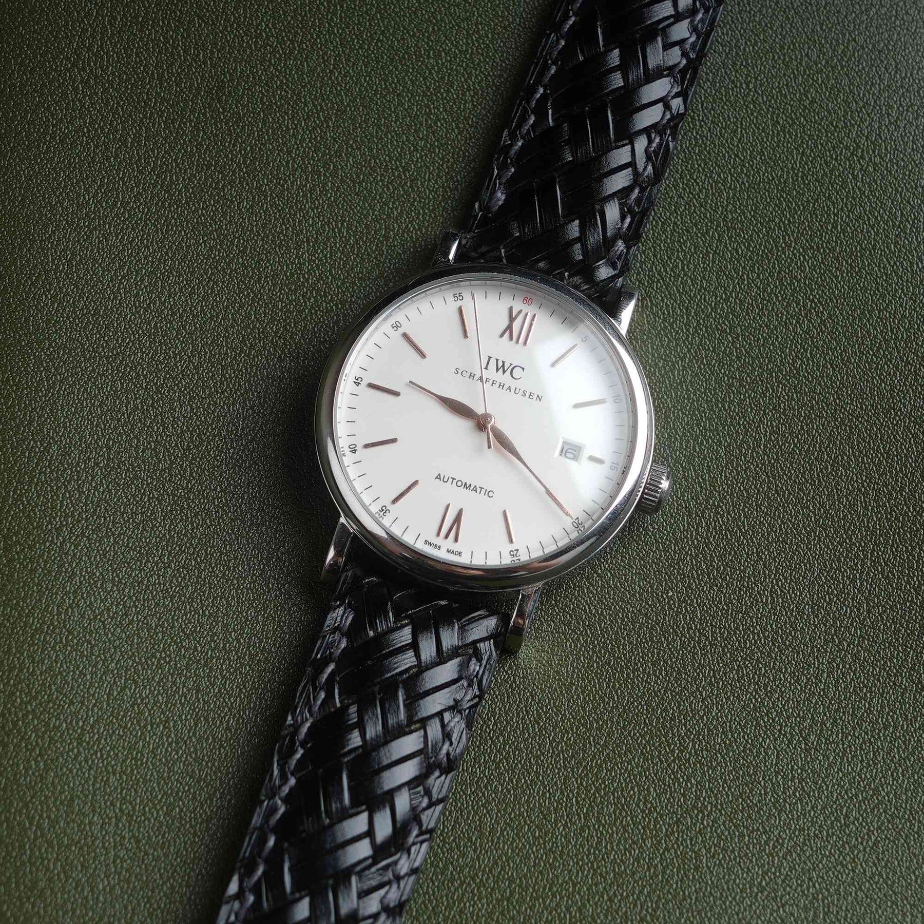 Treccia Black Italian Calfskin Strap
