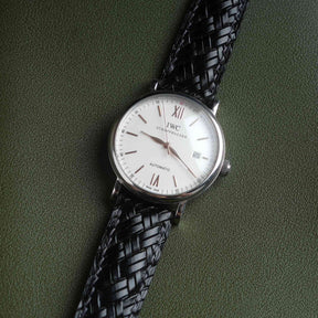 Treccia Black Italian Calfskin Strap