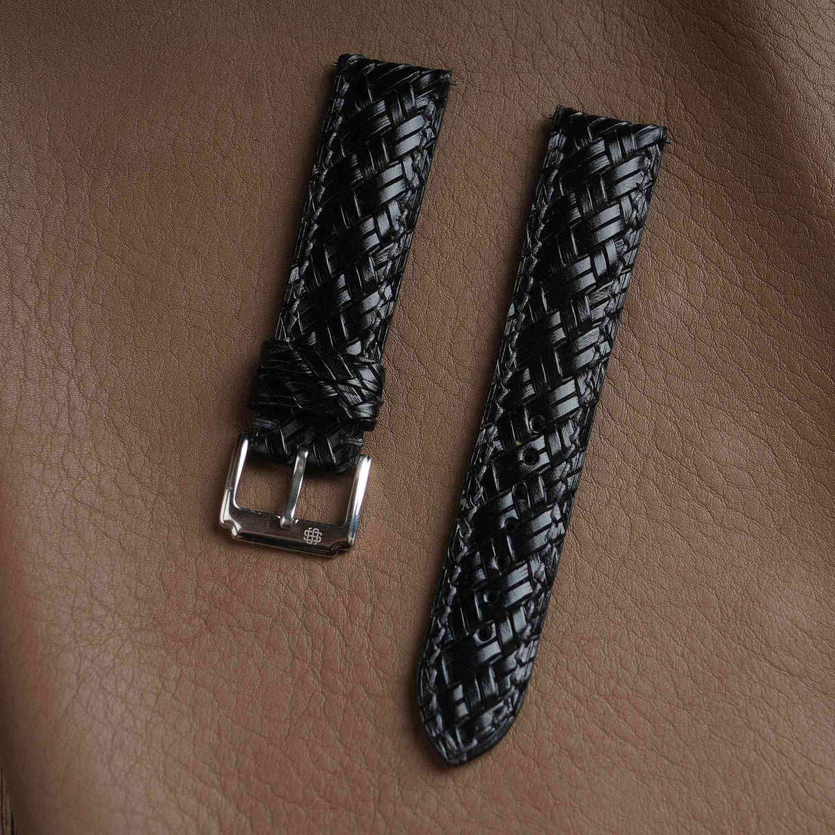 Treccia Black Italian Calfskin Strap