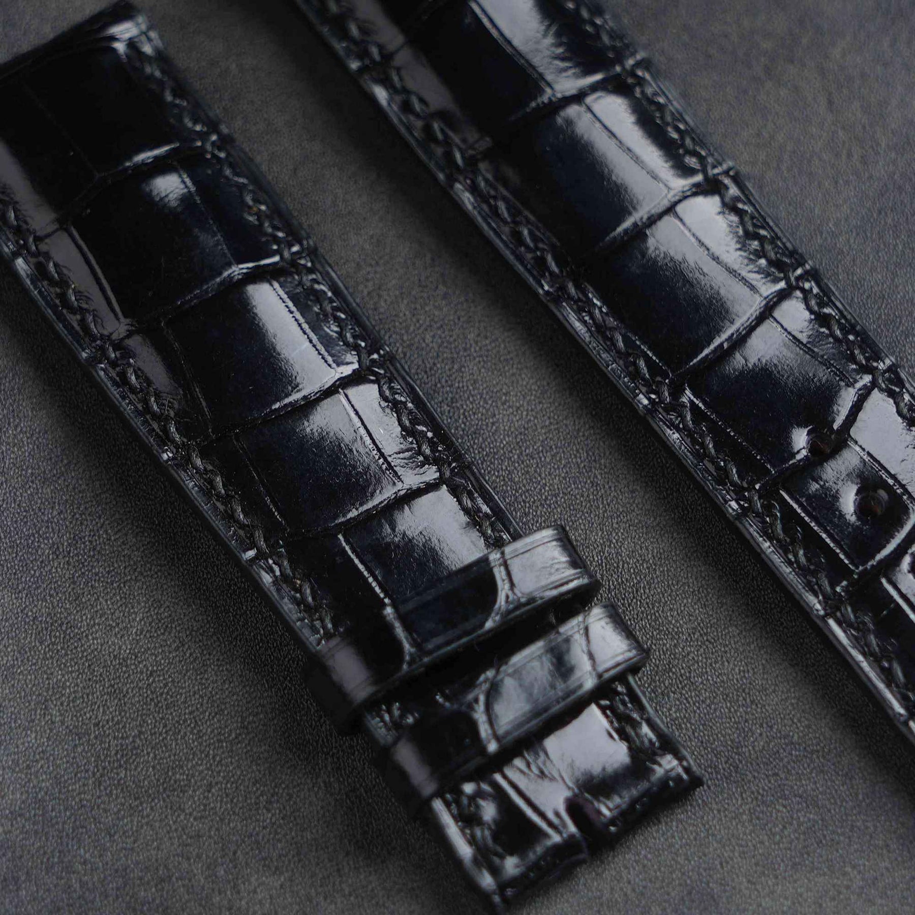 【Mississippi Alligator】Black Glossy Belly Prestige Strap - AB002