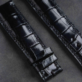 【Mississippi Alligator】Black Glossy Belly Prestige Strap - AB002