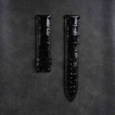 【Mississippi Alligator】Black Glossy Belly Prestige Strap - AB002