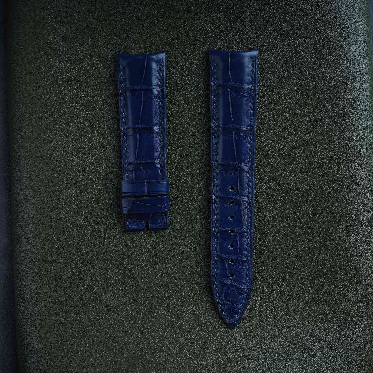 【Mississippi Alligator】Matte Midnight Blue Belly Prestige Watch Strap - AB046
