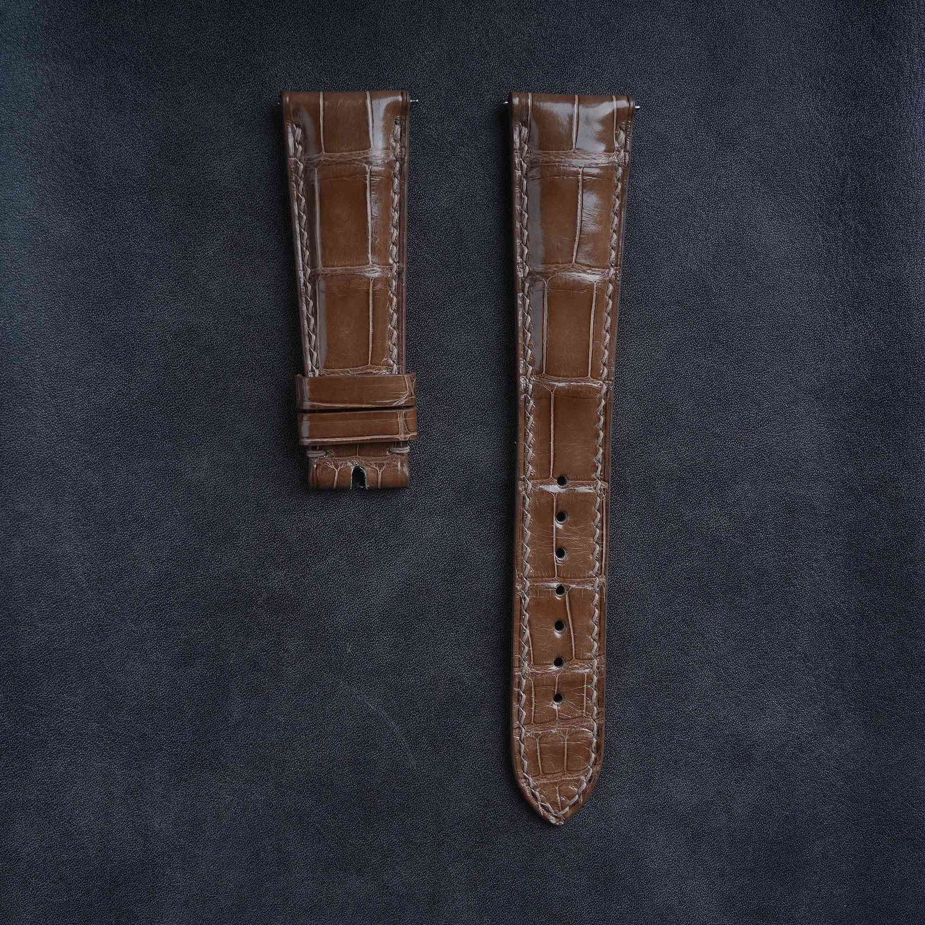 【Mississippi Alligator】Cappuccino Glossy Belly Prestige Strap - AB058