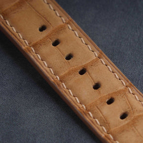 【Mississippi Alligator】Matte Golden Brown Nubuck Belly Prestige Strap - AB053