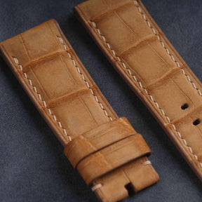 【Mississippi Alligator】Matte Golden Brown Nubuck Belly Prestige Strap - AB053