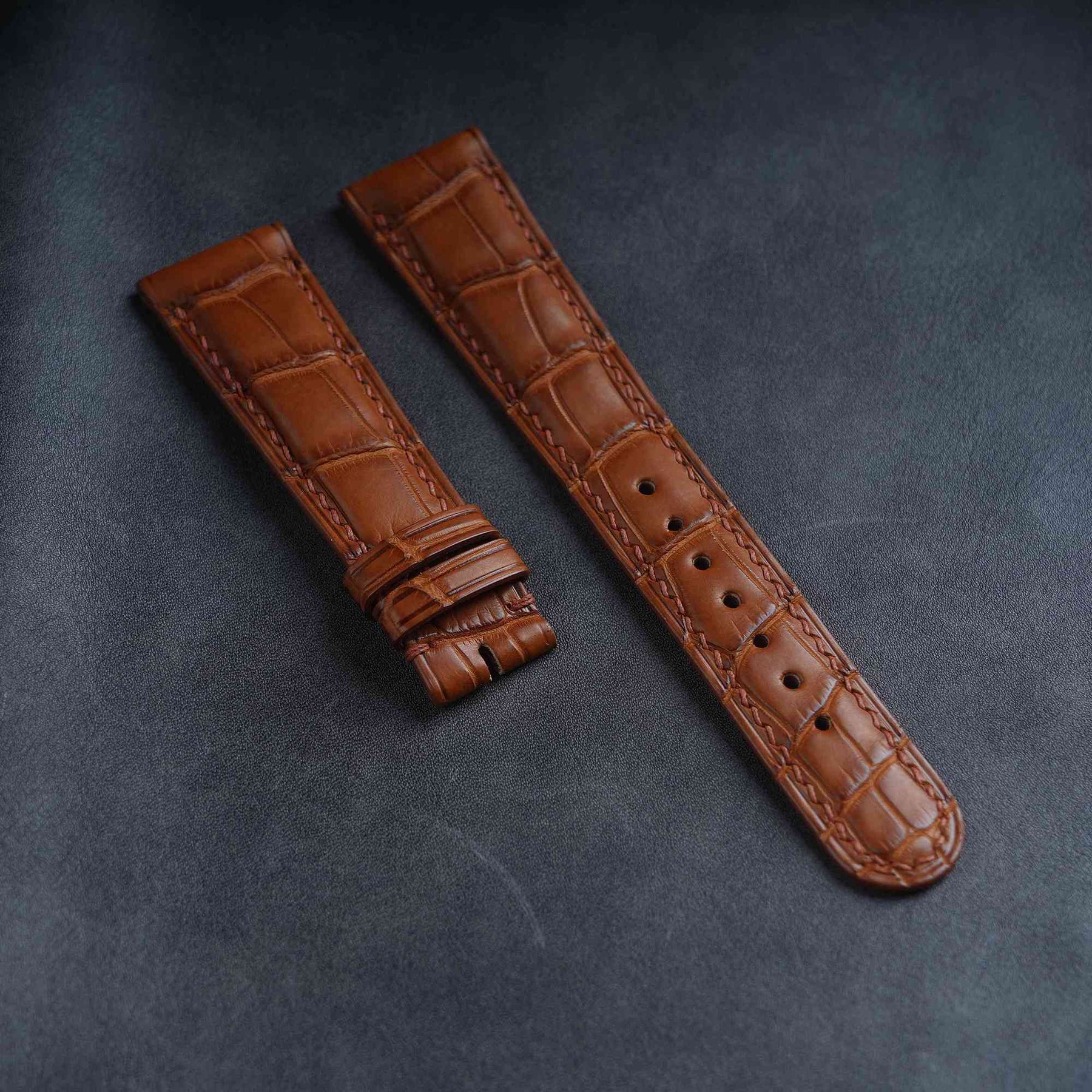 【Mississippi Alligator】Matte Golden Brown Belly Prestige Strap -  AB060
