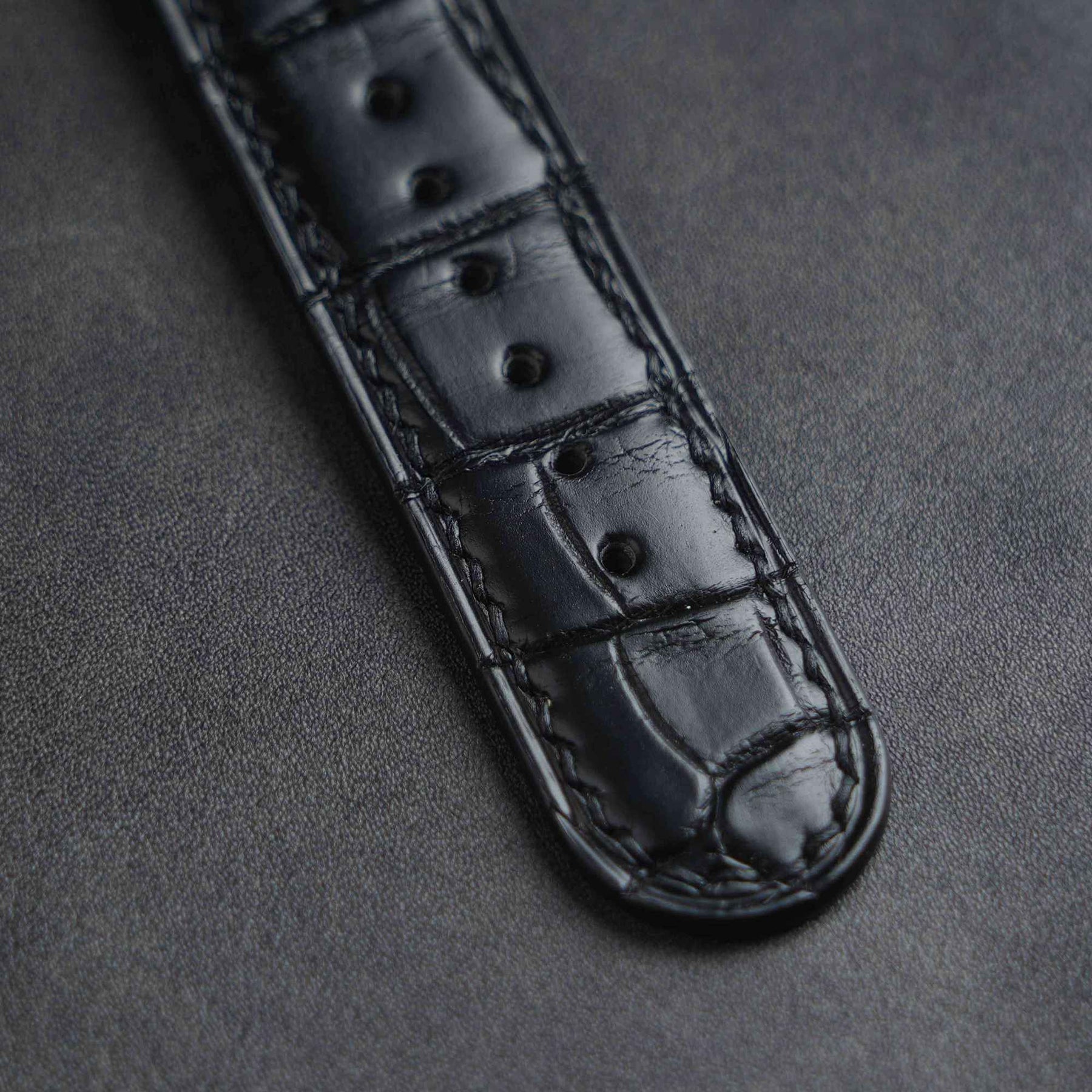 【Mississippi Alligator】Matte Black Belly Prestige Strap - AB001