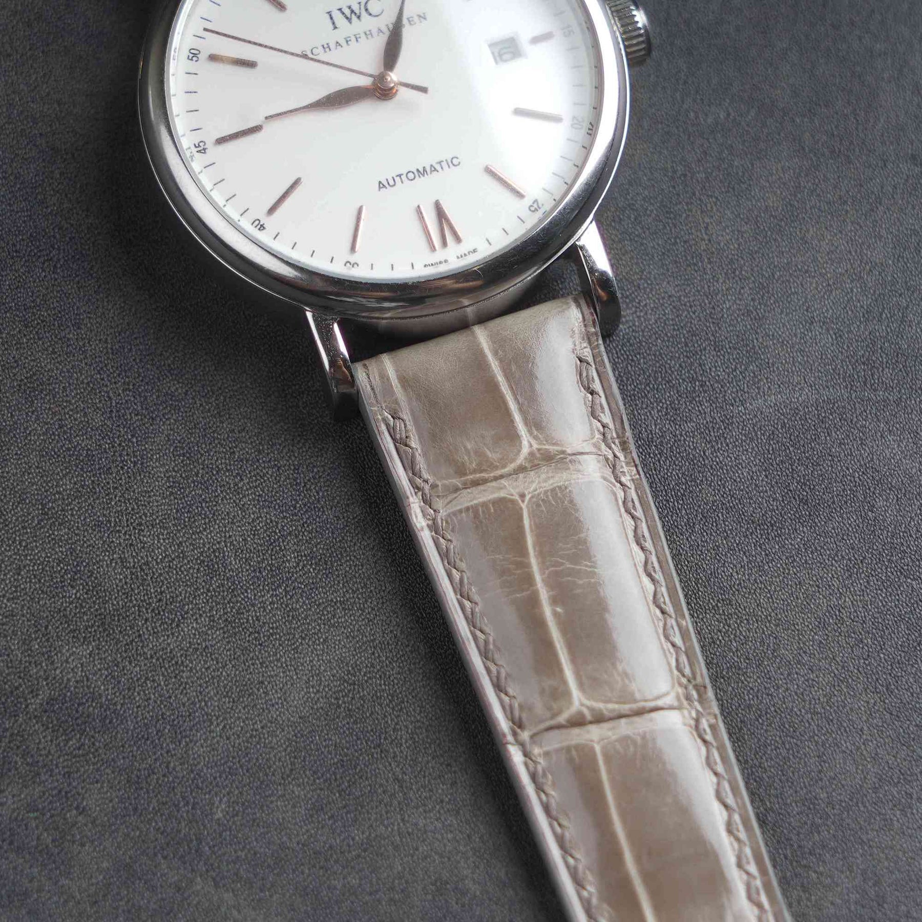 【Mississippi Alligator】Elephant Grey Glossy Belly Prestige Strap - AB057