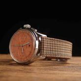 Khaki & Blue Stripe Houndstooth Wool Strap