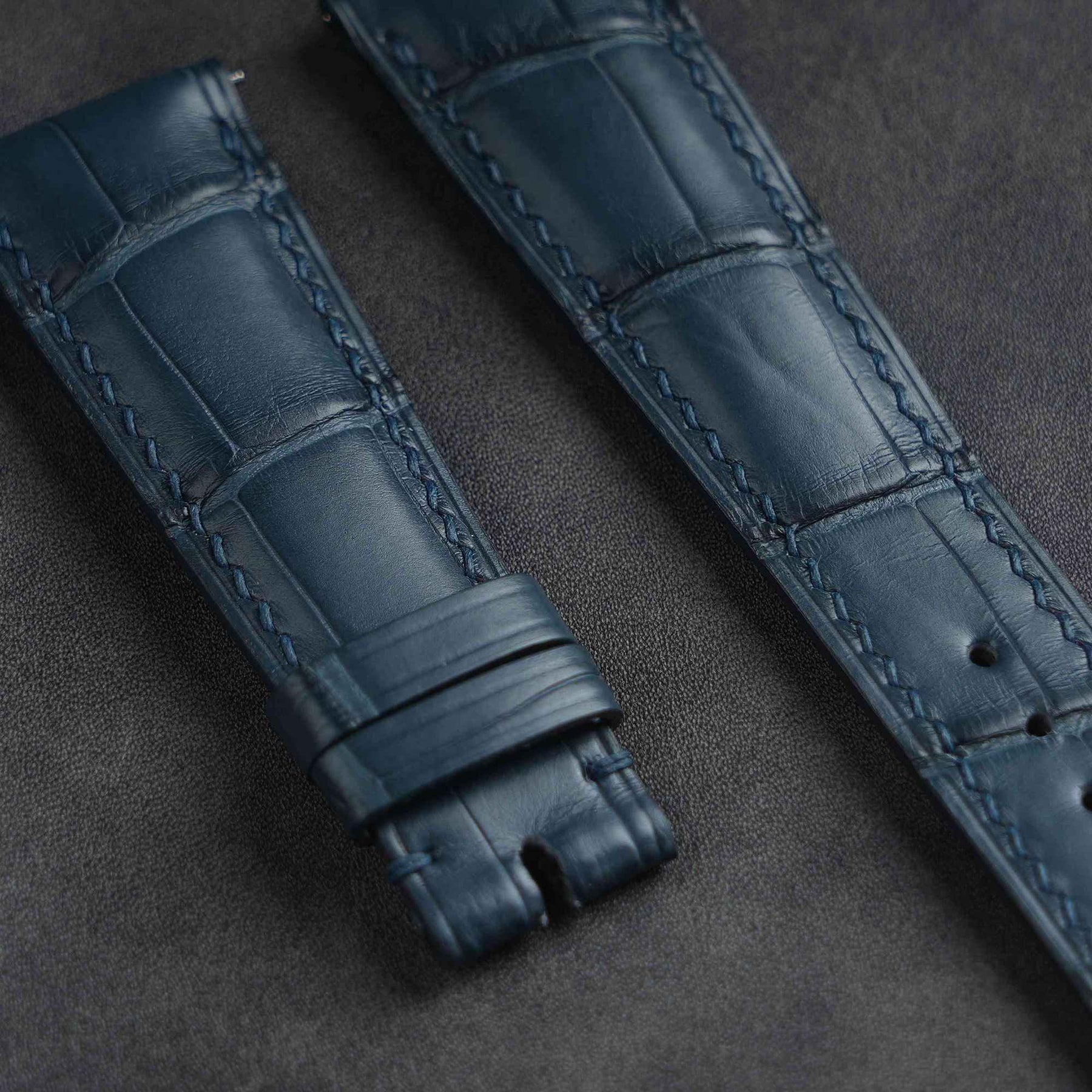 【Mississippi Alligator】Matte Slate Blue Belly Prestige Strap - AB056