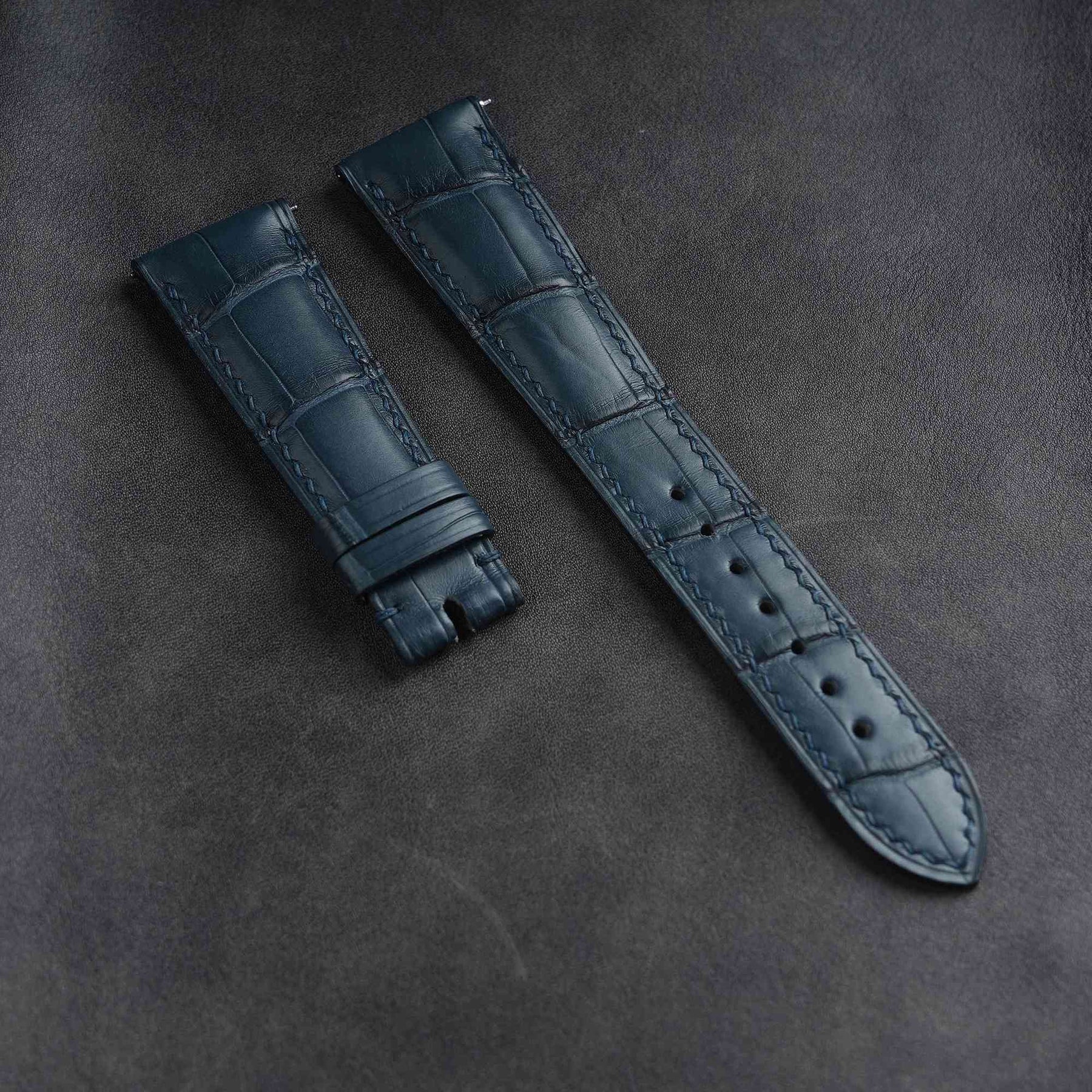【Mississippi Alligator】Matte Slate Blue Belly Prestige Strap - AB056