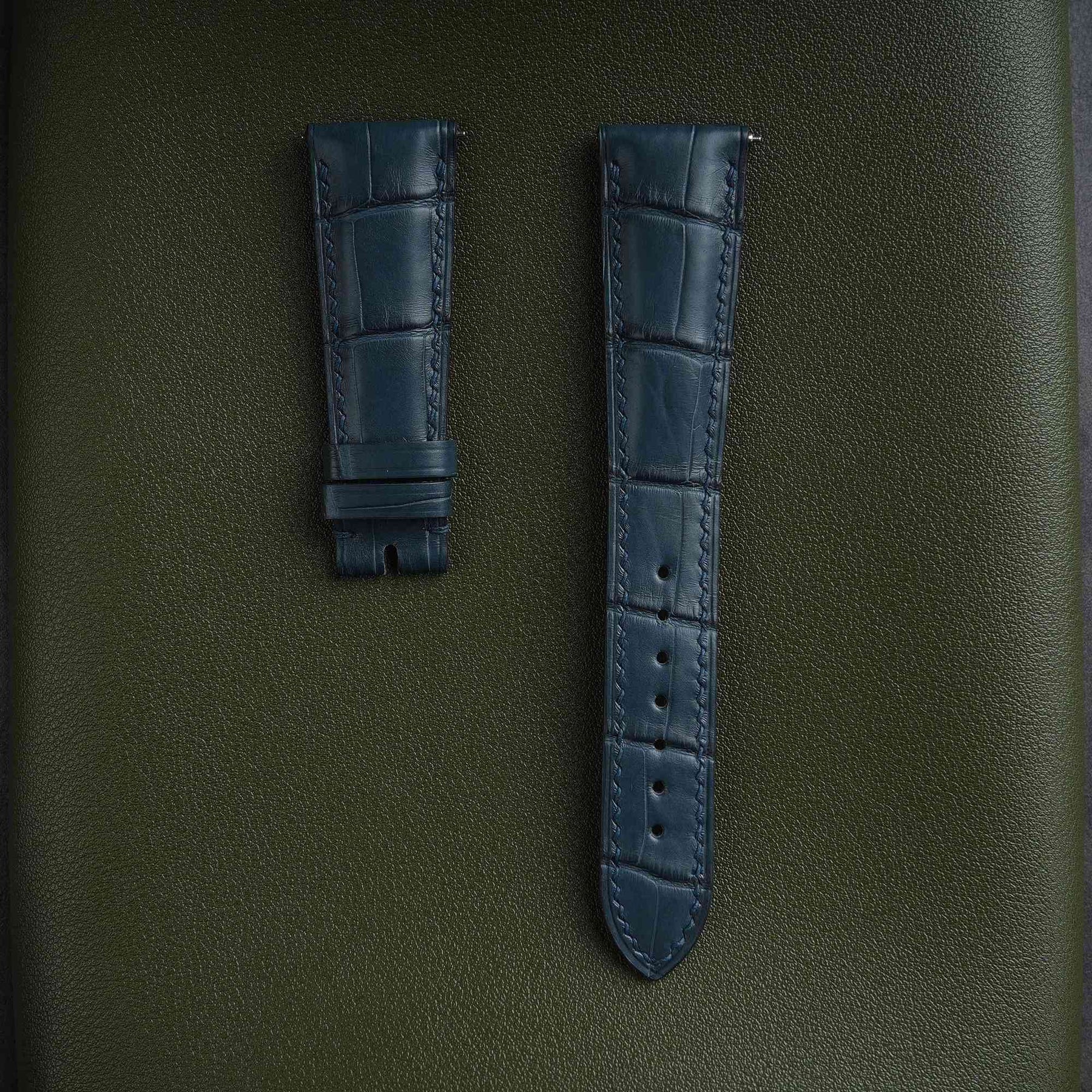 【Mississippi Alligator】Matte Slate Blue Belly Prestige Strap - AB056