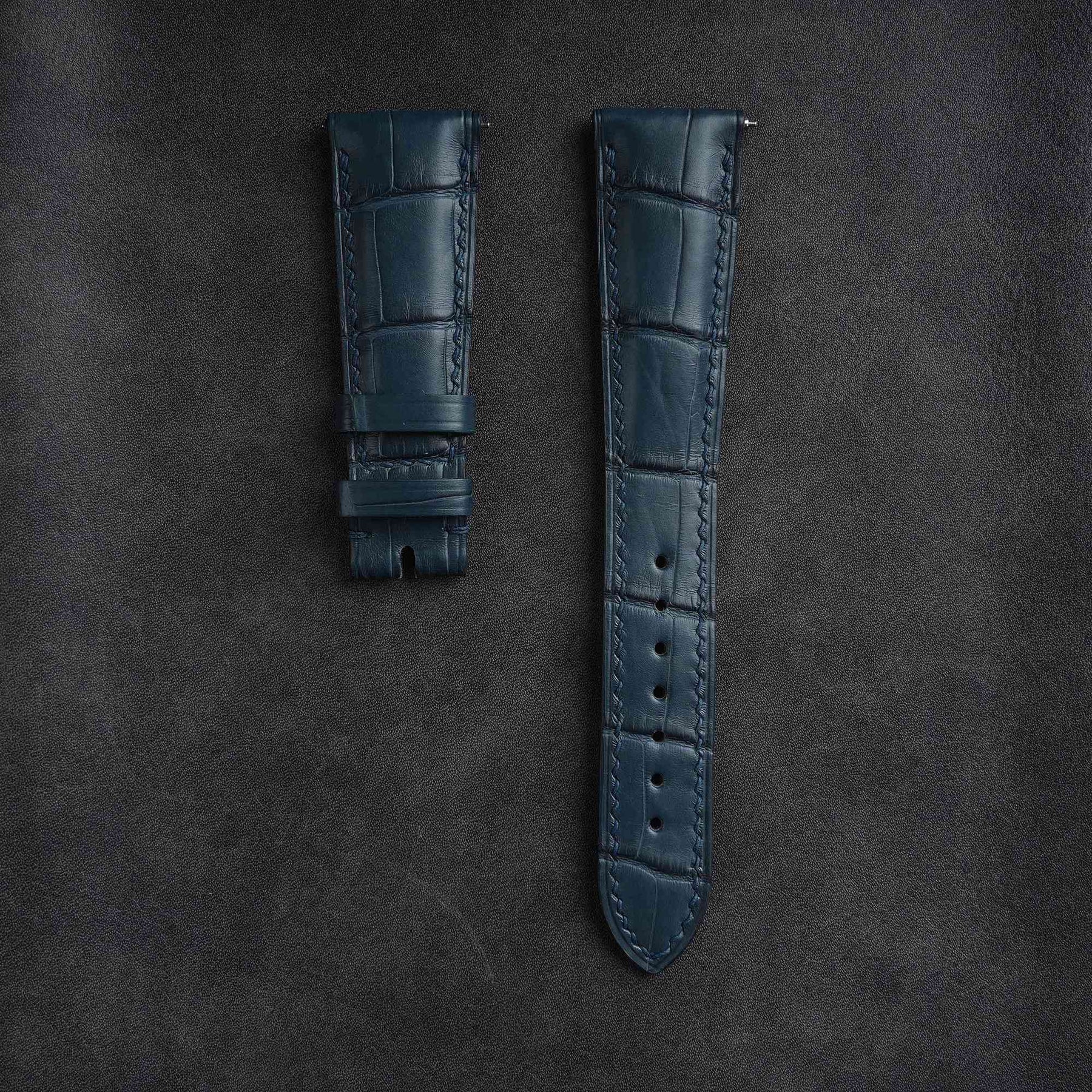【Mississippi Alligator】Matte Slate Blue Belly Prestige Strap - AB056