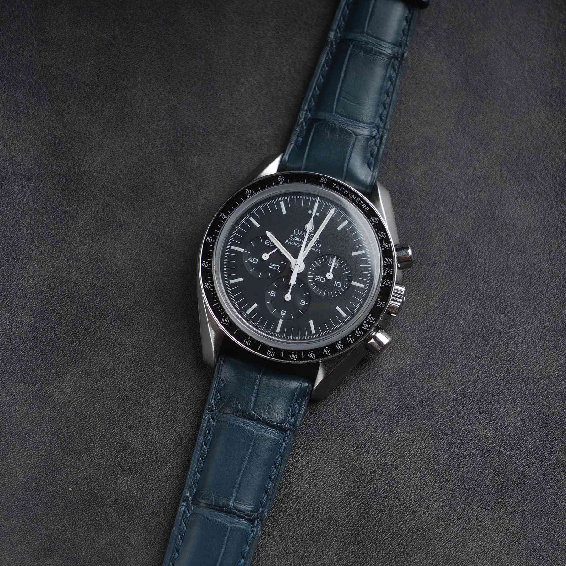 【Mississippi Alligator】Matte Slate Blue Belly Prestige Strap - AB056