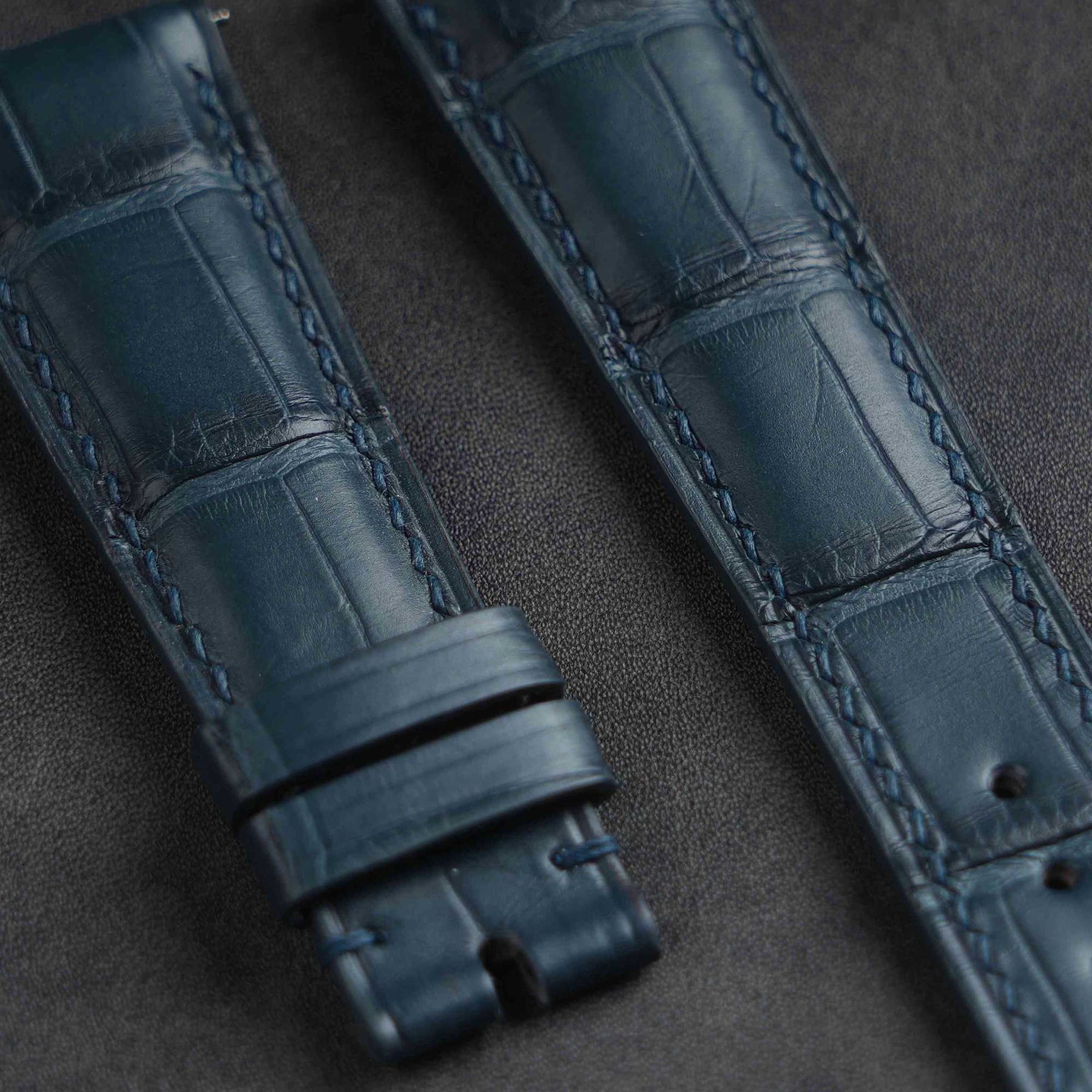 【Mississippi Alligator】Matte Slate Blue Belly Prestige Strap - AB056