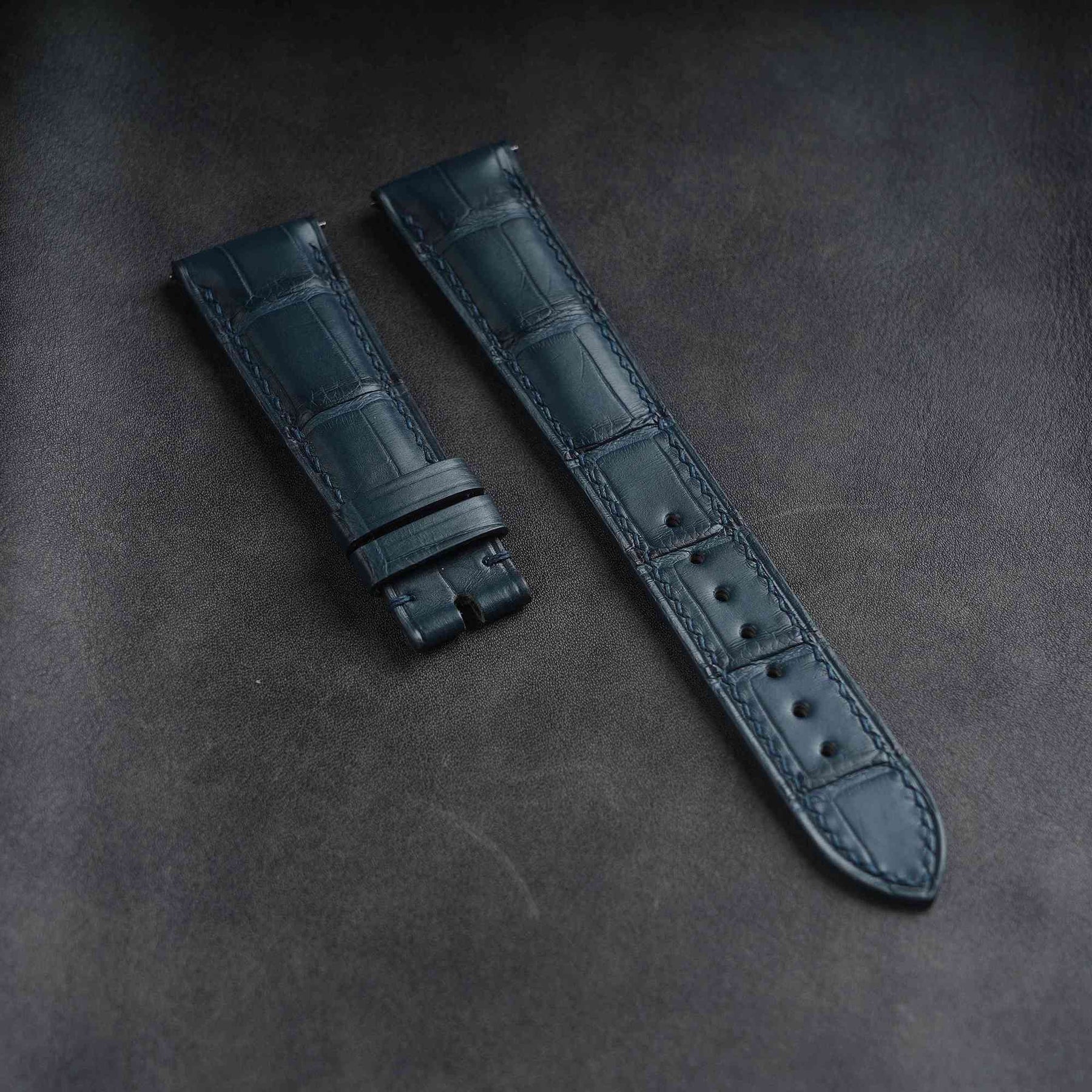 【Mississippi Alligator】Matte Slate Blue Belly Prestige Strap - AB056