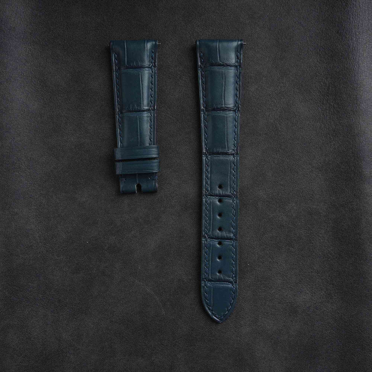 【Mississippi Alligator】Matte Slate Blue Belly Prestige Watch Strap - AB056