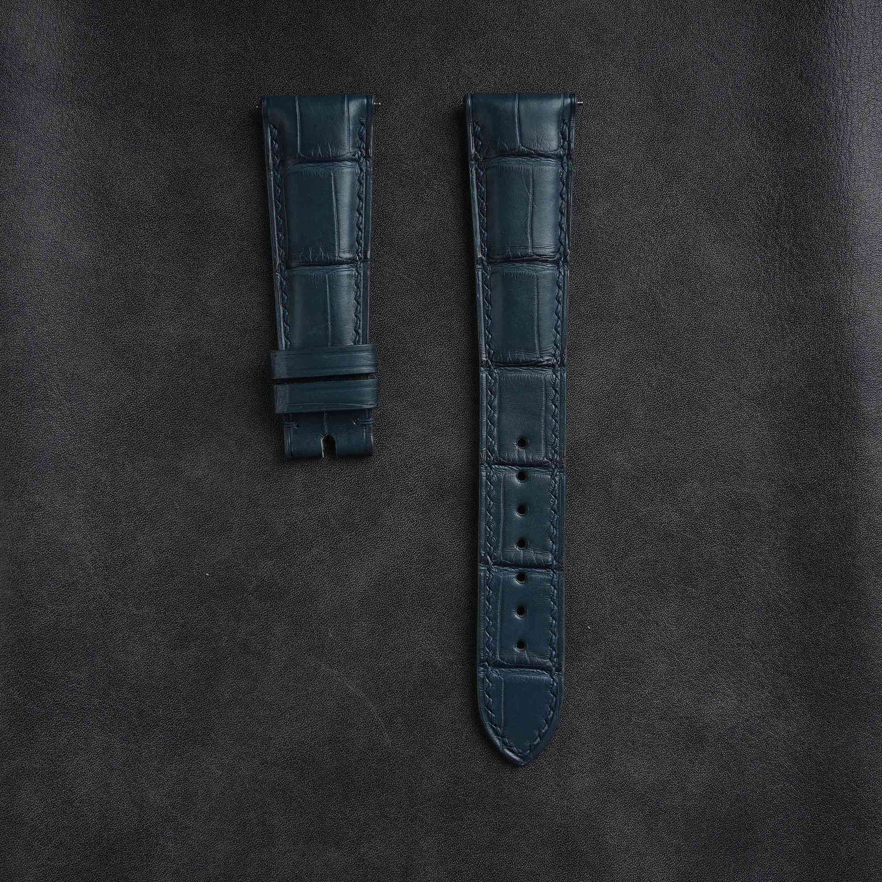 【Mississippi Alligator】Matte Slate Blue Belly Prestige Strap - AB056