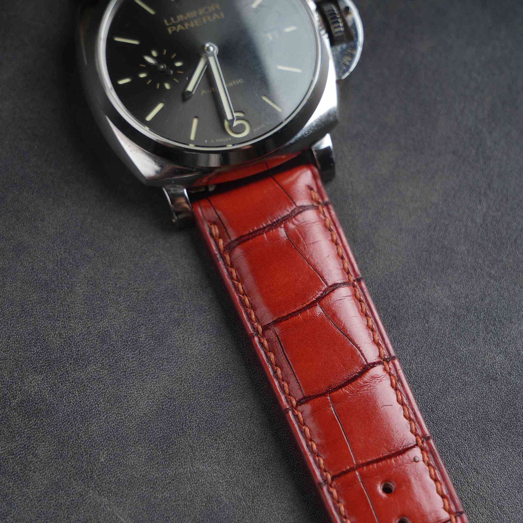 【Mississippi Alligator】Red Wine Belly Prestige Strap - AB052
