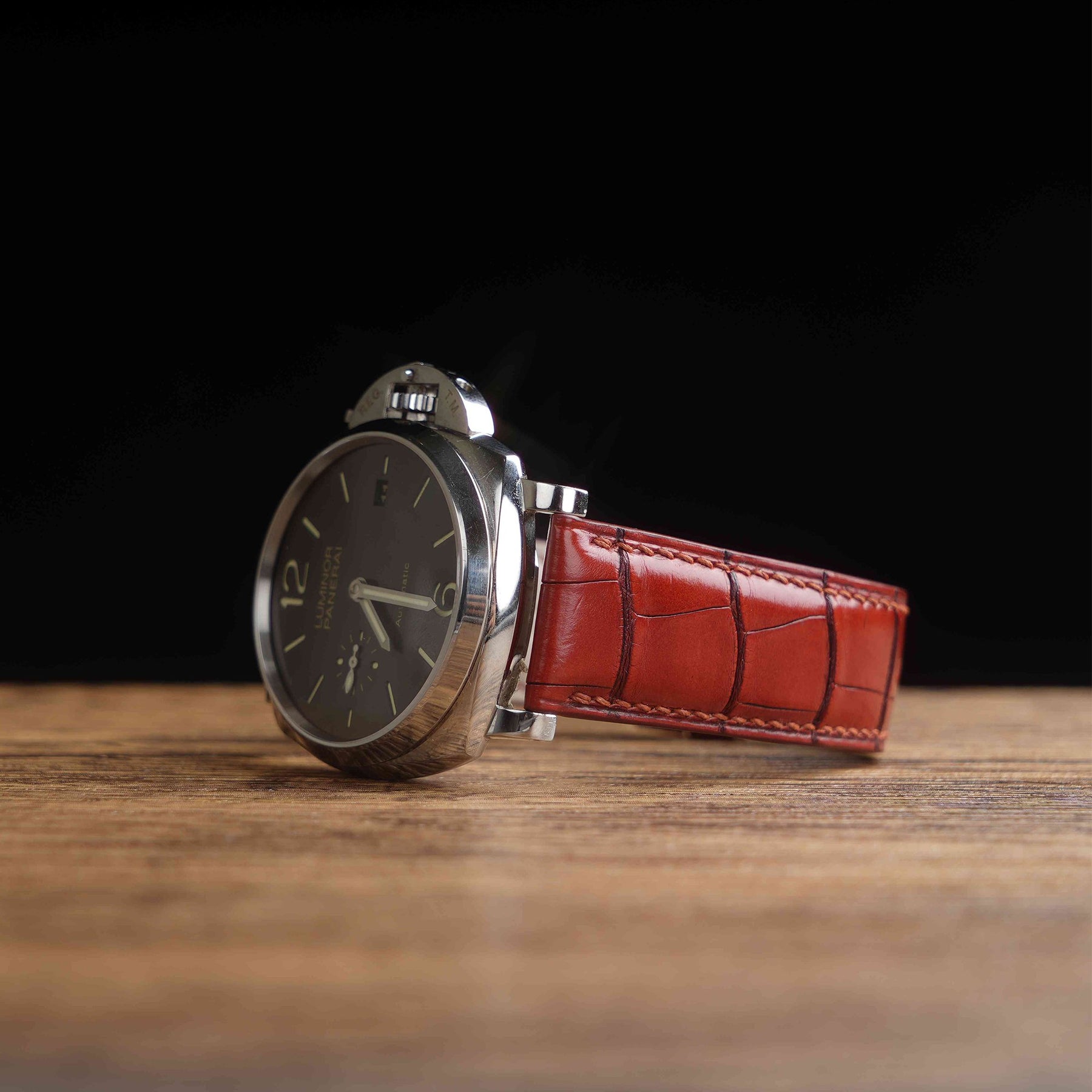 【Mississippi Alligator】Red Wine Belly Prestige Strap - AB052