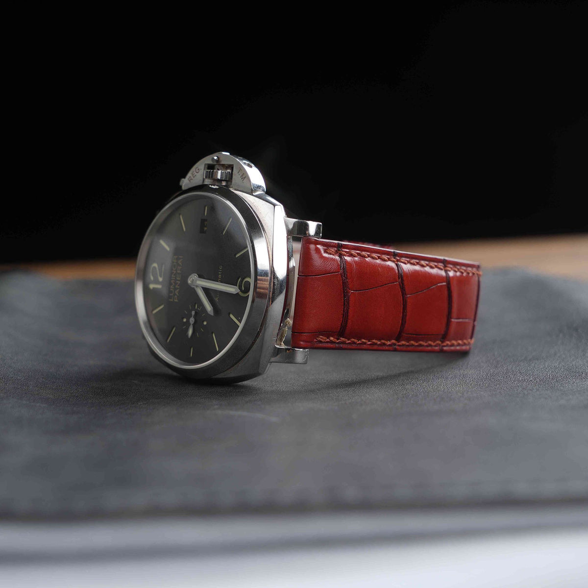 【Mississippi Alligator】Red Wine Belly Prestige Watch Strap - AB052